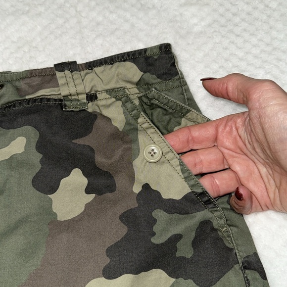 Natural Reflections Camouflage Midi Skirt Green and Brown Pockets Size 10 - Picture 5 of 15
